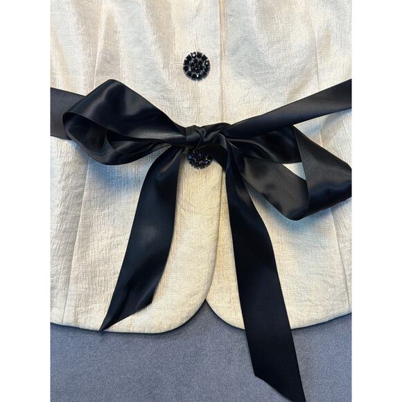 Adrianna Papell Jacket Champagne 3/4 Sleeve Ruffle Belt Elegant Blazer Coat WM 8 - Picture 7 of 12